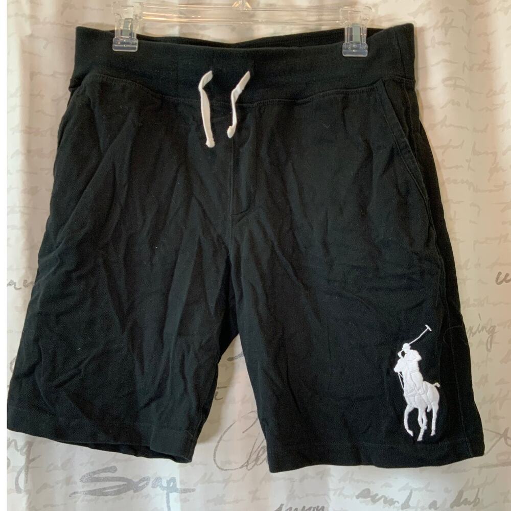 Polo Ralph Lauren Men's Black Cotton Big Pony Drawstring Shorts